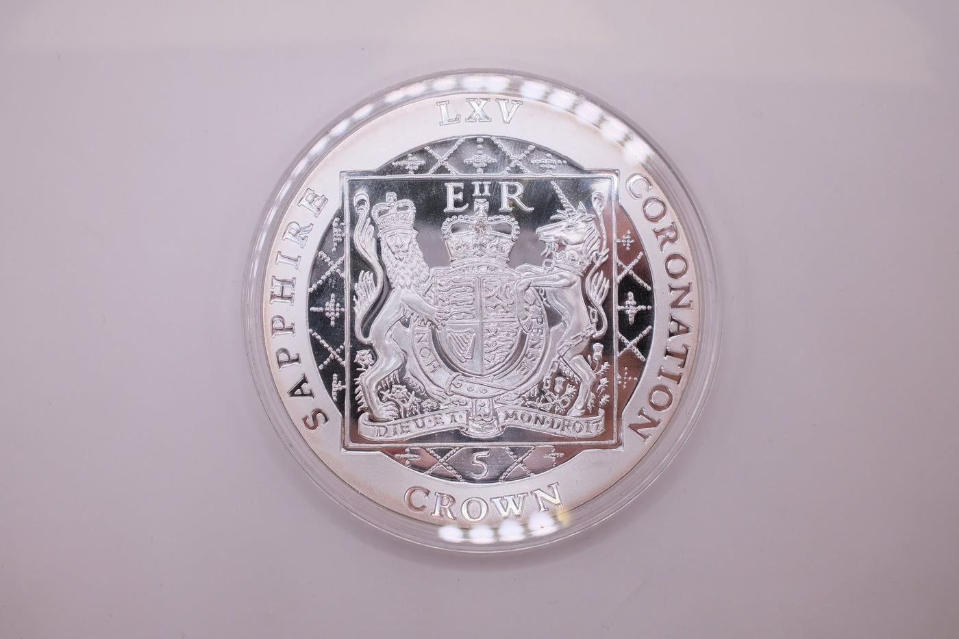 999 Silver Sapphire Coronation crown coin