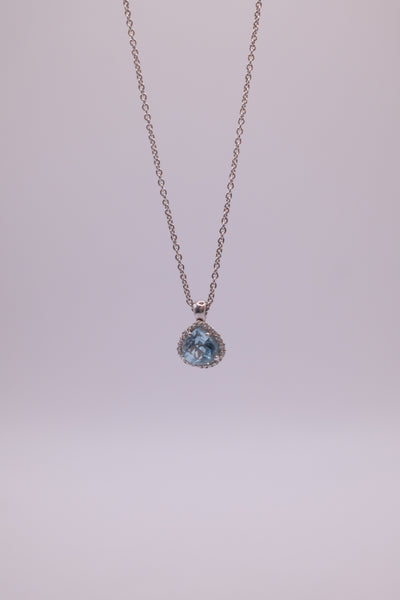 18ct DIAMOND AQUAMARINE NECKLACE