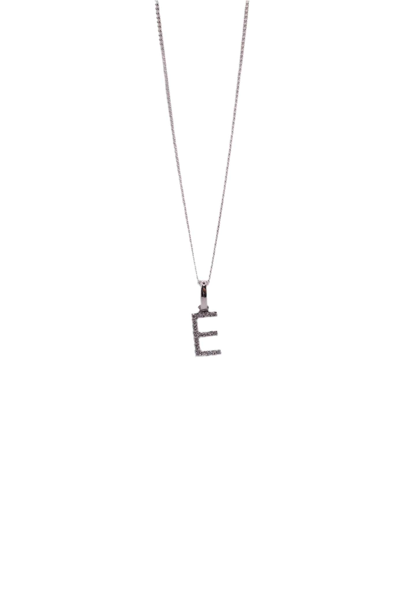 925 chain 9ct diamond pendant ‘E’