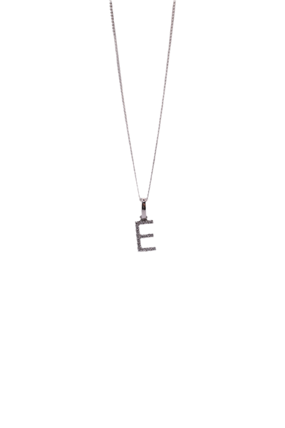 925 chain 9ct diamond pendant ‘E’