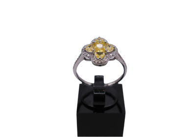 925 Silver Yellow stone set Van cleef style ring