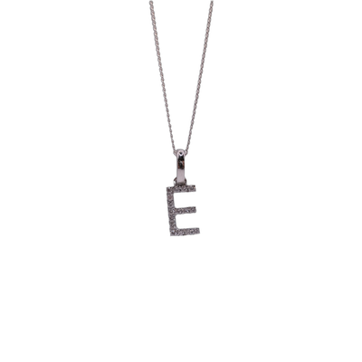 925 chain 9ct diamond pendant ‘E’